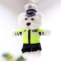 New Traffic Police Uniform Bear Keychain Plush Doll Rescue Fire Bear Pendant Event Promotion Gift 18Cm