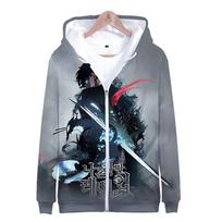 Solo lygiuojantis gobtuvas 3D Unisex megztinis su užtrauktuku Moteriški / Vyriški ilgomis rankovėmis Harajuku Streetwear Korėjos manga drabužiai 6XL