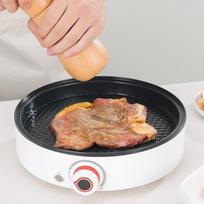 Korėjietiška keptuvė griliui 1200W Apvali Party Terasa Paplūdimys Korėjietiškas BBQ lėkštė Nelipni kepimo forma Bekūrinė BBQ padėklas BBQ kepimas ant grotelių 22CM