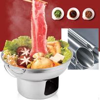 Stovyklavimo lauko puodas su dviem rankenomis, be dangčio, tailandietiškas nešiojamas shabu virtuvei Silver S