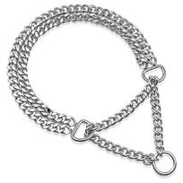 Metalinis Martingale tipo antkaklis šunims, reguliuojamas nerūdijančio plieno šunų antkaklis dresūrai, dvigubos grandinės šunų pavadėlis S 40cm x 2.0mm sidabras