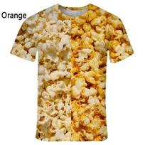 Popcorn 3D spausdininiai trumparankoviai marškinėliai Vasariniai kvėpuojantys poliesteriniai paprasti apvalios kaklo viršutiniai drabužiai 6XL