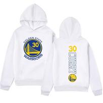Rudens Žiemos Golden State Warriors Stephen Curry #30 Spausdinti Laisvalaikio Šilti Sportiniai Ilgomis Rankovėmis Vyriški ir Moteriški Unisex Džemperiai su Gobtuvu S balta