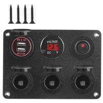 Automobiliui Jachtai RV 12V Cigarečių degiklio kištuko lizdas Maitinimo lizdas Svirtinis jungiklis 4.2A Daugiafunkcinis skydelis LED voltmetras Dvigubas USB įkroviklis 6 viename Red