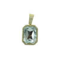 Sugar Cube Diamond Cuban Chain Men's Necklace with Gemstone Pendant