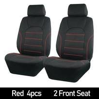 Automobilinių sėdynių užvalkalai Juodas tinklelis su spalvingomis įspaustomis linijomis Tinka SUV sedanams ir sunkvežimiams 4PCS raudona