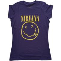 Nirvana Ladies Slim Fit T-Shirt: Yellow Smiley OFFICIAL NEW XL