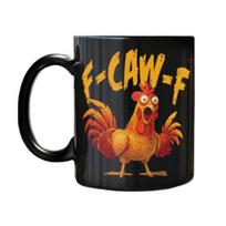 Personalizuotas F-Caw-F Vištienos Puodelis 15oz Keraminis Kavos Puodelis Juokingas Gaidys Ūkio Gyvūnas Humoras Puodelis Daugkartinio Naudojimo Galima Plauti Indaplovėje ir Naudoti Mikrobangų Krosnelėje Gėrimų Indai E