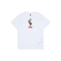 Levi's X Super Mario Cartoon Print Crew Neck trumpomis rankovėmis marškinėliai vyrams, balti 22491-0711 S