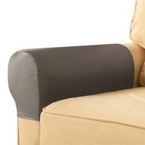 Elastic PU Imitation Leather Waterproof Sofa Armrest Cover, Universal Fit, Two-Piece Set 2-piece set pilkšvai ruda