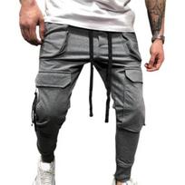 Cargo Pants Gražios gilios tarpkojos Patogios stovyklavimo kelnės su raišteliu vidurio juosmens Fitneso kelnės Sportinės kelnės Darbo apranga L pilka