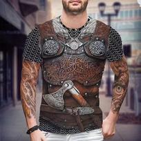 Viking Armor Graphic Vintage Oversized Men Clothing 3D Print Harajuku T Shirts Summer Short Sleeve Top Casual Tee S