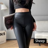 Fleece matinės PU odos kelnės moterims Ruduo Žiema Leginsai Elastingi Aukštas juosmuo Slim Skinny Vėjui atsparūs Šilti Seksualūs Leginsai S