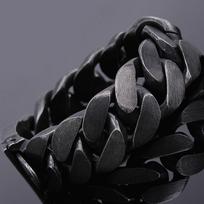 24 mm pločio draugystės vyriškos apyrankės, sunkios juodo nerūdijančio plieno vyriškos apyrankės vyrams su diržo sagties grandinėlės metaliniais papuošalais 18.5CM juoda