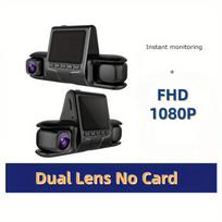 3 kameros objektyvo automobilinis DVR 3 kanalų Dash Cam HD 1080P Dash Camera Dviejų objektyvų prietaisų kameros vaizdo įrašymo įrenginys 24 val. parkavimo stebėjimo prietaisų kamera Dual Lans No Card juoda