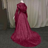 Viduramžiškas Retro Moteriškas Cosplay Korsetas Vestuvinė Suknelė su Gobtuvu - 4 Spalvos 3XL vyno raudonos spalvos