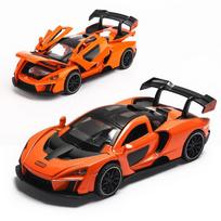 1:32 mastelio „McLaren Senna“ sportinio automobilio modelis, cinko lydinio slegiamos žaislinės mašinos, traukiamos atgal transporto priemonės, mini elektroniniai superautomobilių žaislai su šviesomis ir muzika 1:32-Size:16*6*4cm oranžinė