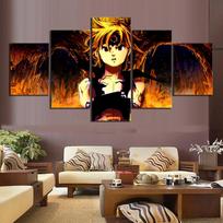 Drobės tapybos spaudiniai Namų dekoras HD Septynios mirtinos nuodėmės Anime 5 skydelis Meliodas Dragon's Sin Of Wrath Moduliniai paveikslėliai 20x35cm*2  20x45cm*2  20x55cm*1