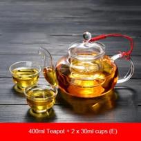Visiškai paruoštas elegantiškas stiklinis arbatos servizas Borosilikatinio stiklo arbatinukas su puodeliais Bambukinis arbatos padėklas Arbatos servizas Virdulys Šildytuvas Stiklinis arbatinukas Dovanų rinkinys