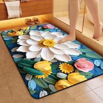 3D gėlių tarpvalstybinis vonios grindų kilimėlis, neslystantis, greitai džiūstantis, vandenį sugeriantis kilimas 40*60cm