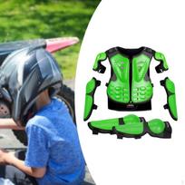 Vaikiškas motociklininko apsauginis kostiumas krūtinės, stuburo, nugaros apsauga, purvo motociklo apranga važiavimui motociklu lauke raudona