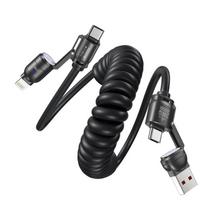QOOVI 240W 4-in-1 USB Type C Cable Spring Telescopic Super Fast Charging USB C Data Cord For iPhone 16 14 Laptop Samsung Xiaomi 2m(6.6ft) juoda