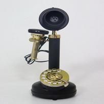 35,56 cm žalvarinis žvakidės telefono modelis 1920-ųjų stiliaus reprodukcija fiksuotojo ryšio telefono su ratuku modelis Veikiantis Kolekcionuojamas namų dekoras Telefono dovana juoda