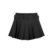 Rudas velvetinis sijonas moterims Pavasarinis Aukšto juosmens A formos klostuotas sijonas Vintažiniai Elegantiški apatiniai Korėjietiško stiliaus drabužiai Y2k S juoda