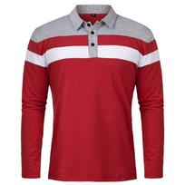 Laisvalaikio medvilniniai ilgomis rankovėmis polo marškinėliai Vyriški madingi kratiniai Stretch Slim Work Golf Button Polo marškinėliai su apykakle EURO Dydis L raudona