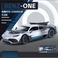 1/24 mastelio BENZ AMG ONE sportinių automobilių modeliai, lydinio liejimo žaislinė transporto priemonė su garsu ir šviesa 1/24-Size:21*9*5cm sidabras