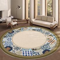Retro Amerikietiškas apvalus aksominis kilimas svetainei ir miegamajam – Rudens/Žiemos purvui atsparus pilnai dengiantis Diameter 60 cm