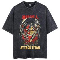 Vyriški anime marškinėliai  Attack Titan  hip-hop gatvės drabužiai vintažiniai su spauda skalbti marškinėliai trumpomis rankovėmis vasariniai medvilniniai marškinėliai M