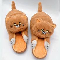 Apkabinkite katę kailiniais kailiniais šlepetės Moterys Vyrai Juokingi Namai Pūkuotos skaidrės Moteriškos Vidinės grindys Kawaii Batai Mieli Juokingi Šlepetės Dovanos Suit 22.5-25cm foot chaki