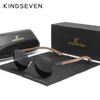 KINGSEVEN 2022 Nauji rankų darbo graikinio riešuto medžio apvalūs akiniai nuo saulės vyriški, moteriški, poliarizuoti veidrodiniai akiniai nuo saulės vyriški steampunk šešėliai Oculos M