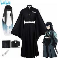 bilibili Anime Demon Slayers Kimetsu No Yaiba Tokitou Muichirou Cosplay Kostiumai Kisatsutai Uniforma Perukas Helovino vakarėlio kostiumas L-(Full set+wig)