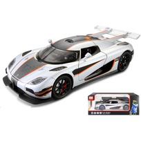 1:24 mastelio Koenigsegg ONE metalinis automobilio modelis žaislas su atsidarančiomis durelėmis, garso ir šviesos funkcijomis berniukams, vaikams ir suaugusiems (Koenigsegg Balta) 1/24-Size:21*9.5*5.5cm sidabras