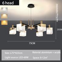 LED krištolo liustra gyvenamojo kambario lubų šviestuvas lubų sietynas restorano liustra miegamojo lubų šviestuvas 6 headlights white