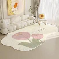 Tulip Flower Long Carpet Soft Furry Bedside Rug Living Room Mirror Front Carpet Non-slip Bedroom Decoration Mats 80*120cm