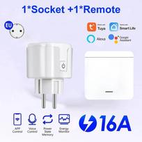 Tuya WiFi RF433 Išmanusis lizdas 16A Kištukas su galios monitoriumi, laikmačio funkcija, valdymas balsu, skirtas Alex, Google Home, belaidis sieninis jungiklis