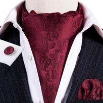 Barry.Wang Prabangus šilko skara Cravat vyrams Ascot Tie Kišeninė kvadratinė rankogalių sąsagų mados rinkinys AS-0001