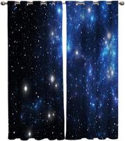 Space Nebula Galaxy Window Curtains Living Room Fabric Drapes Curtain Home Decor Curtains for Bedroom 135W x 60H(cm)