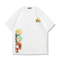 Vienas Gabalas Anime Marškinėliai Vyrams Šiaudų Skrybėlių Piratai Monkey D Luffy Manga Grafika Vyriški Marškinėliai Harajuku Trumpomis Rankovėmis Viršutiniai Drabužiai Vyrams XS balta