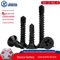 410 nerūdijančio plieno juodo cinko plokščia galvute savisriegiai sraigtai 4.8x16mm - 50 pcs