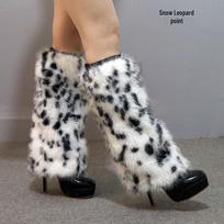 Spalvingi imituoto lapės kailio kojų šildytuvai rudeniui ir žiemai - ilgi ir trumpi modeliai scenos pasirodymams. 15CM Leg Warmer