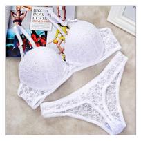Artdewred Sexy Full Lace gėlių princesės apatinių liemenėlių rinkiniai Push Up liemenėlės ir stringų rinkinys moterims 36C balta
