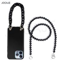 „Crossbody Lanyard Necklace Pearl Chain“ telefono dėklas, skirtas „iPhone 16 Pro Plus 15 Plus 14 13 12 11 Pro Max“, minkštas silikono apsauginis galinis dangtelis For Iphone 13 Pro juoda