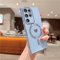 For Samsung Galaxy S25 S24 Ultra Luxury Magsafe Magnetic Cute Plating Frame Case For Samsung S21 S22 S23 Plus Protective Cover For Samsung S22