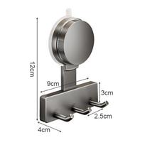 Suction Cup Hooks No Drill Wall Mount Heavy Duty Bathroom Organizer Multi Hook Towel Rack Shower Door Back Adhesive Hanger Strong Hold Reusable 3Hooks pilka