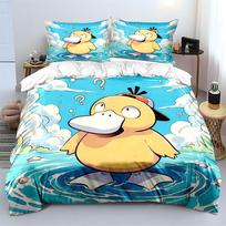 Japoniško Anime Pokemon Psyduck Spausdinamas Lovos Patalynės Komplektas Antklodės Užvalkalas 1 Antklodės Užvalkalas 2 Pagalvių Užvalkalai Suaugusiems ir Vaikams Patalynės Komplektas Prabangus EU Twin 135X200cm