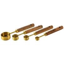 4/8 vnt. Matavimo puodeliai šaukštai Medinė rankena Nerūdijantis plienas Auksas Kepimo įrankiai Kava Barmenavimas Svarstyklės Virtuvės aksesuarų rinkinys 4pcs small auksas